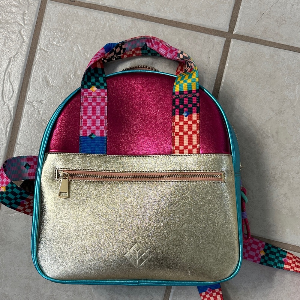 Love Nock Colorful Backpack with Gold and Pink Accents